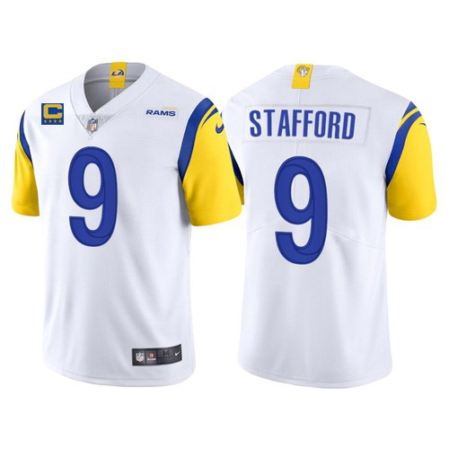 Men's Los Angeles Rams #9 Matthew Stafford 2022 White With 4-star C Patch Vapor Untouchable Limited Stitched Jersey